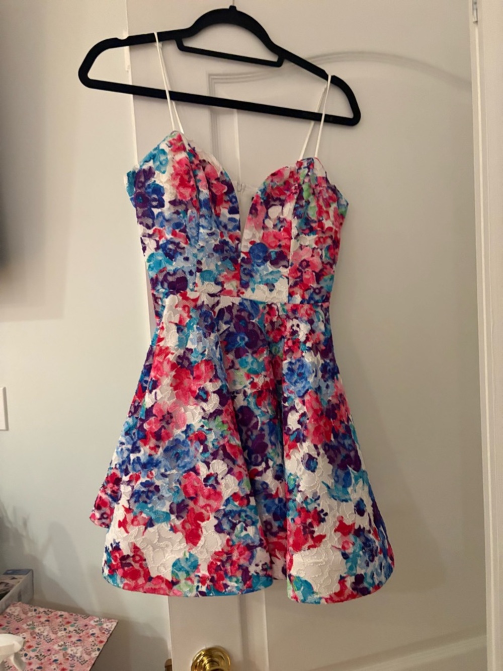 Windsor Floral Fit-and-Flare Mini Dress in White, Pink, Blue, Purple